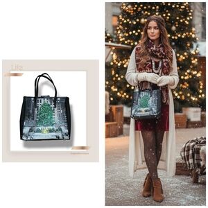 🌿LIFE Magazine Rockefeller Center Christmas Tree Tote Bag - Bejeweled NYC 9x9